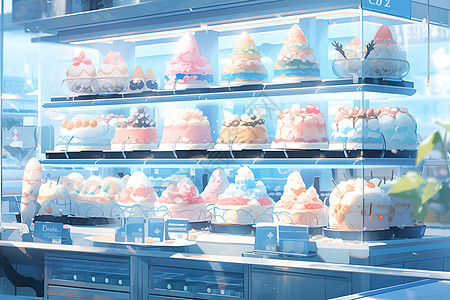 冷冻柜中的冰淇淋图片