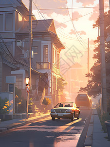 日出时分的街道图片