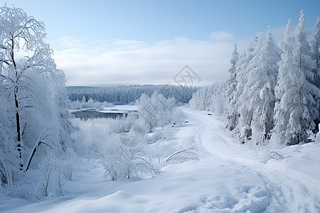 冬日森林雪景图片