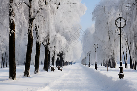 冬日白雪中的森林图片