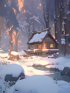 冬日温馨小屋图片