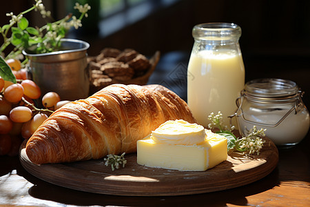 早晨的法式简餐背景图片