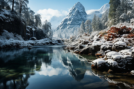 冬日的自然美景背景图片