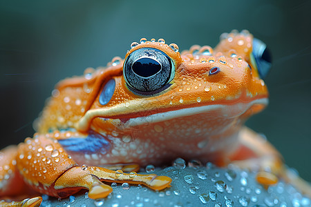 叶子上湿润的青蛙背景图片