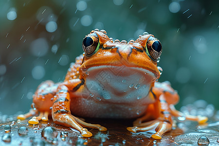 雨中湿润的青蛙图片