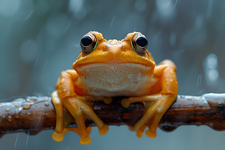 雨中的可爱青蛙图片