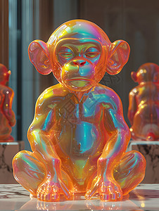 桌面上的玻璃猴子背景图片