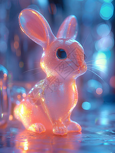 地面上可爱的玻璃兔子图片