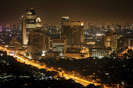 夜晚城市的建筑和灯光图片