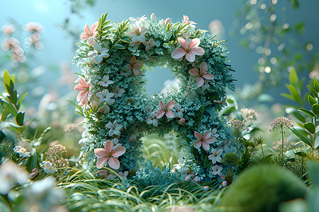 花卉围绕的字母背景图片