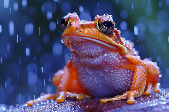 雨中静坐的青蛙图片