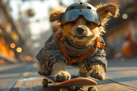 狂飙小狗骑滑板图片