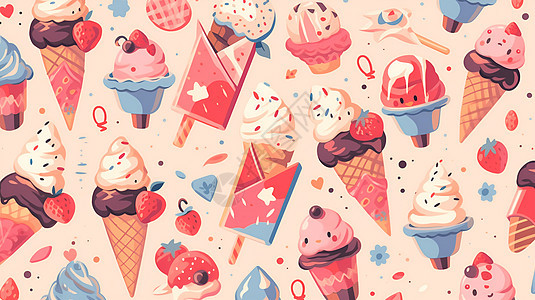 可爱冰淇淋图案图片