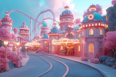 粉色游乐园背景图片