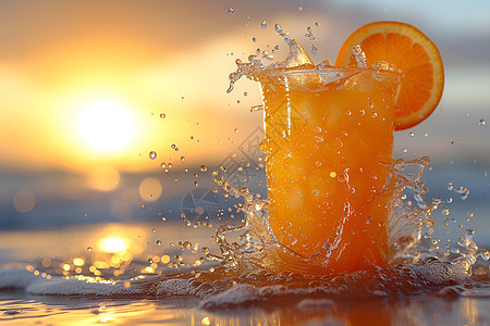 阳光下橙汁图片