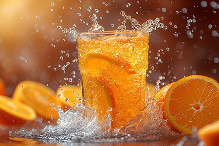 橙汁的飞溅图片