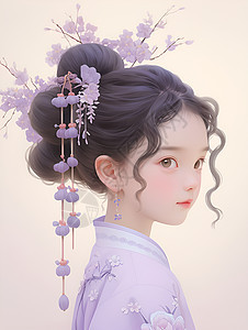 清代少女行走花间图片