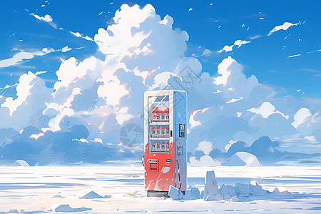 冰天雪地的售货机背景图片