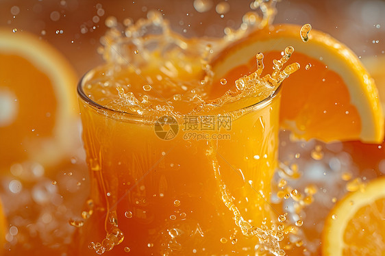 橙汁的动感美景图片