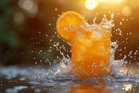 橙汁的清凉飞溅图片