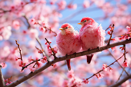 粉红色的鸟儿图片