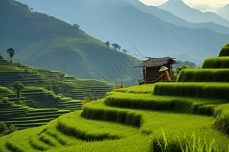 田野中的小屋图片