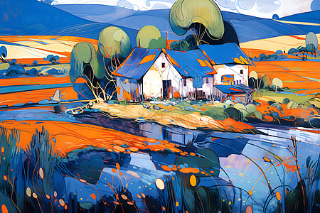 野性色彩的山村背景图片