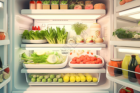 冰箱中的新鲜食材图片