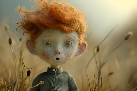 红发少年在高草丛中图片