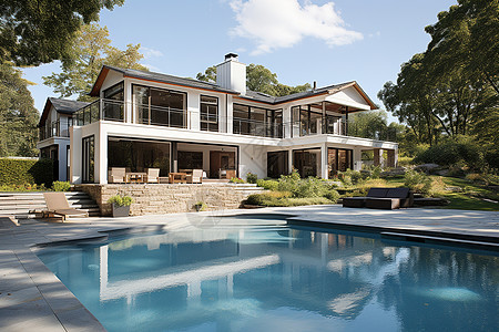 豪华家庭住宅的泳池图片