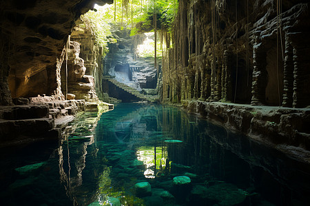 洞穴里的池子图片