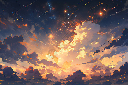 云海中的星光背景图片