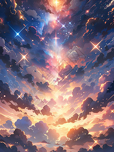 星星分散在天空背景图片