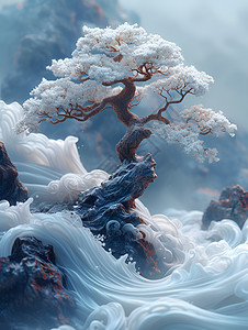 中国风仙境的景观树图片