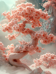 美丽的粉色花树图片