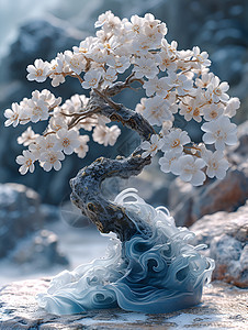 盛开白花的树图片