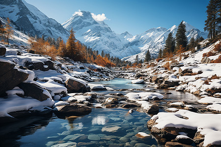 冬日白雪山水风景图片