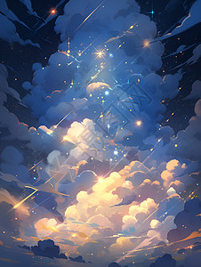 夜晚云层上的星云图片
