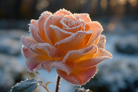 沉静优美的冰玫瑰图片