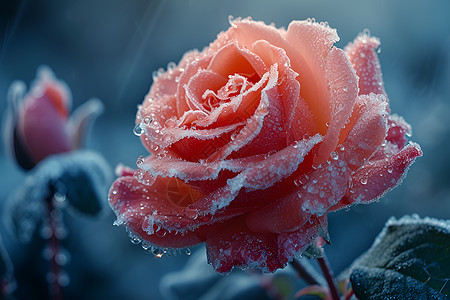 户外静谧的冰玫瑰图片