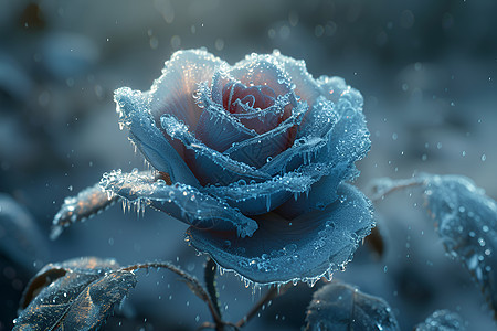 户外漂亮的冰玫瑰图片