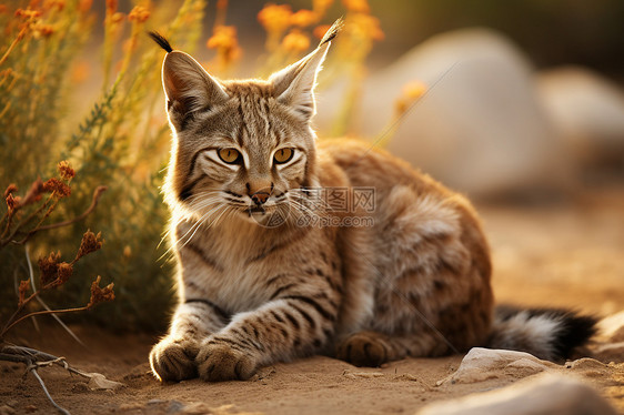 荒野中的野猫动物图片