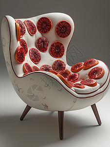石榴装饰的扶手椅背景图片