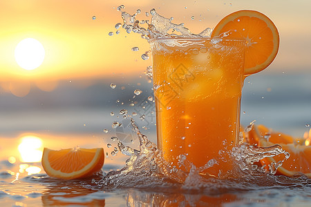 夏日畅饮橙汁图片