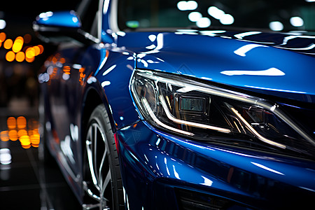 汽车科技线条蓝色纳米科技车头灯背景