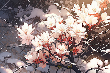 奇异梦幻的樱花插图图片
