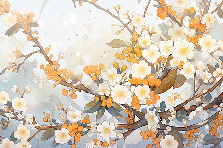 芳香细腻的樱花景观插图图片