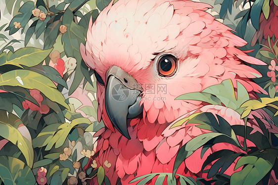 粉色鹦鹉图片