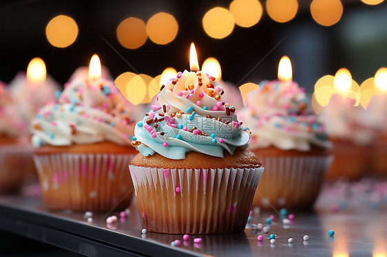 生日派对烛光蛋糕子蛋糕图片