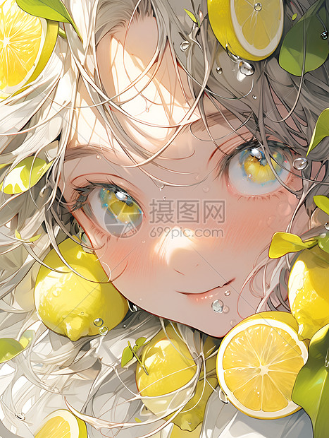 柠檬中的少女图片